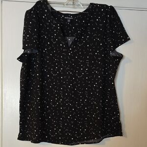 Hilary Radley Black Blouse with White Accents